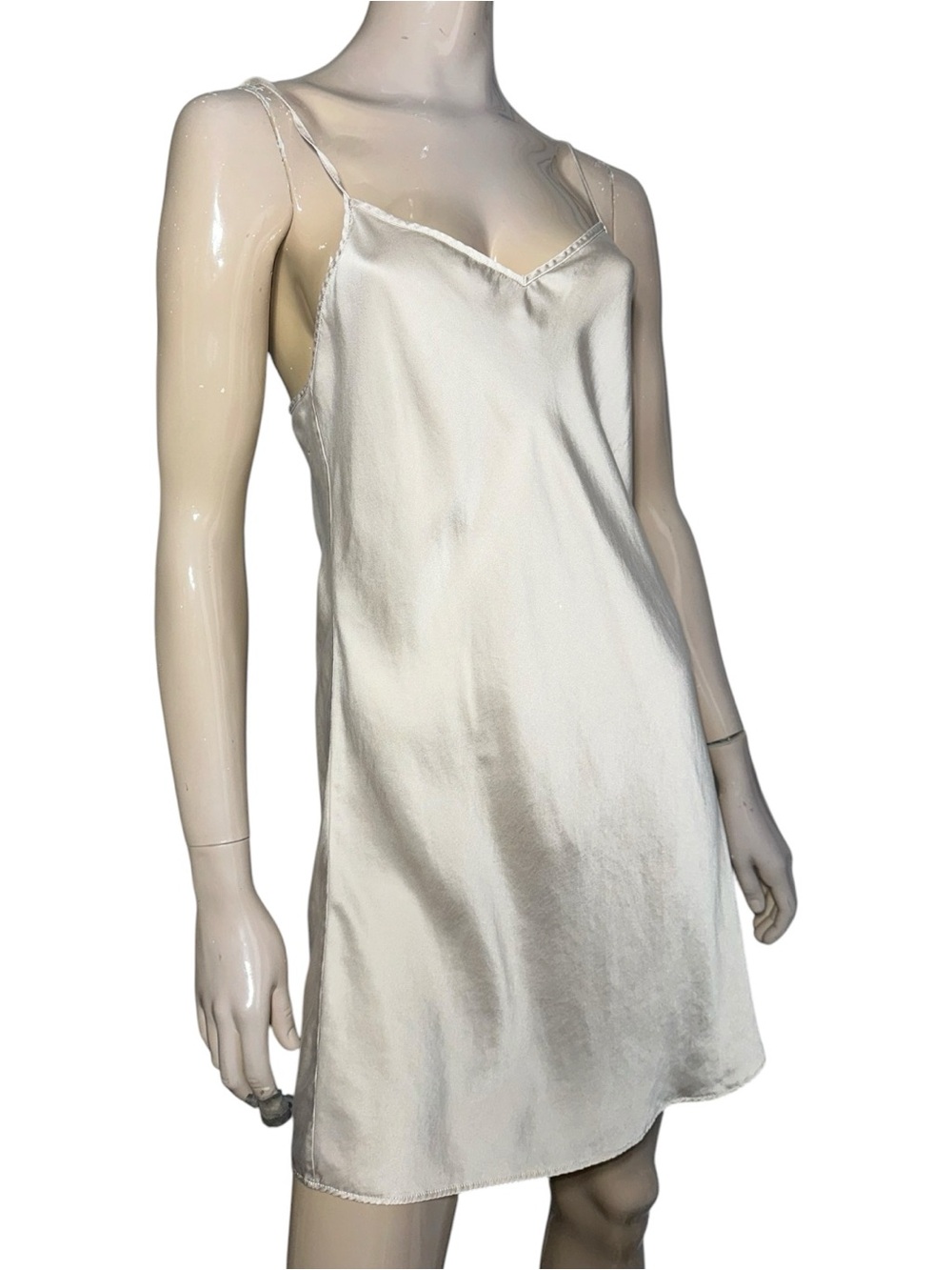 intimissimi Womens Size S Light Nude Tan Silk Satin Slip Spaghetti Strap Chemise